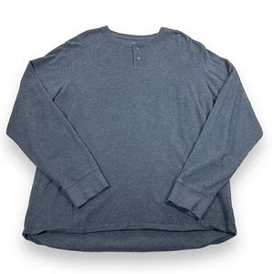 Lands End Thermal Shirt Mens Size Large L Gray Long‎ Sleeve Pullover